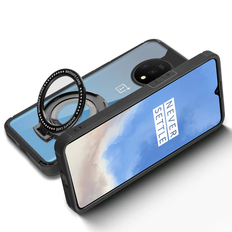 Silicone Grip Clear Case Ring Holder Kickstand For Oneplus 7T - Image 6