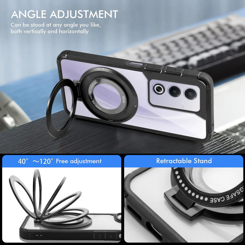 Silicone Grip Clear Case Ring Holder Kickstand For Oppo A3 Pro 5G - Image 3