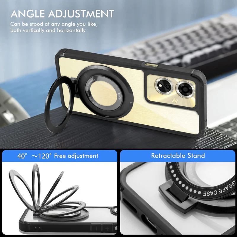 Silicone Grip Clear Case Ring Holder Kickstand For Oppo A59 5G - Image 2