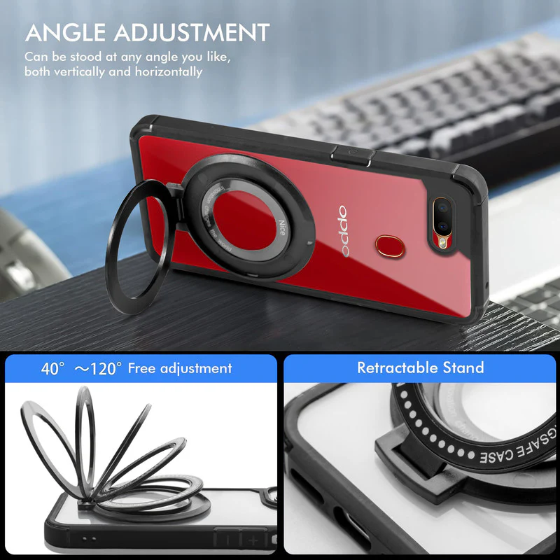 Silicone Grip Clear Case Ring Holder Kickstand For Oppo A5S - Image 3