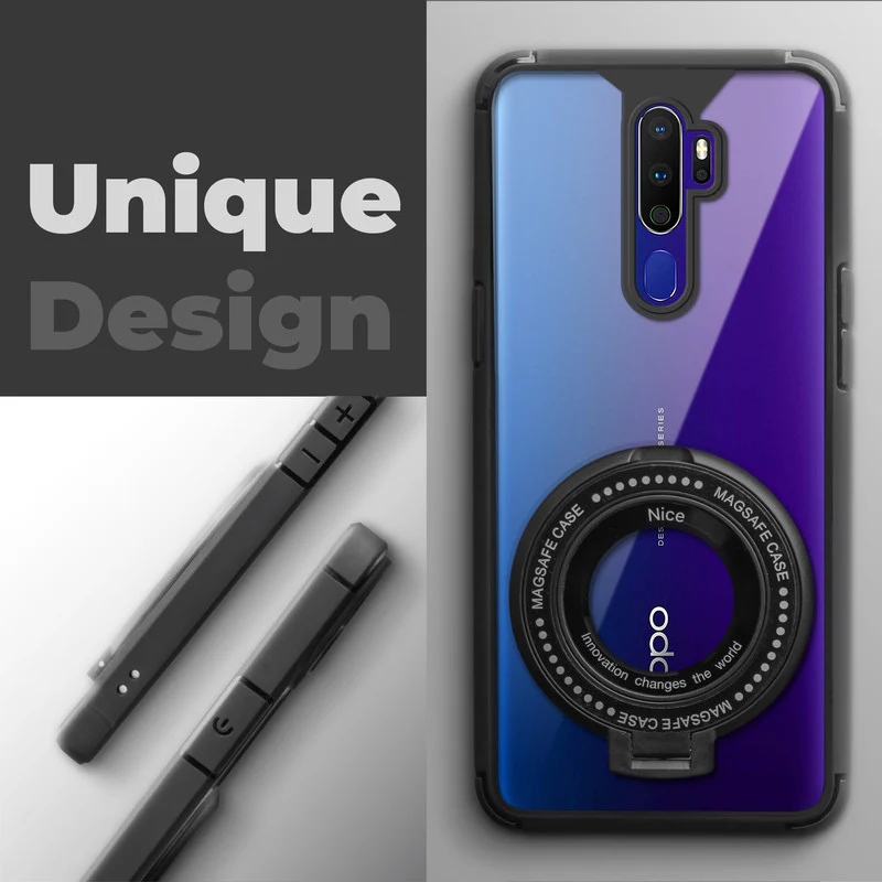 Silicone Grip Clear Case Ring Holder Kickstand For Oppo A9 2020 - Image 4