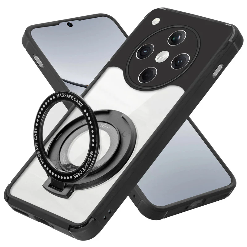 Silicone Grip Clear Case Ring Holder Kickstand For Oppo Find X8 5G