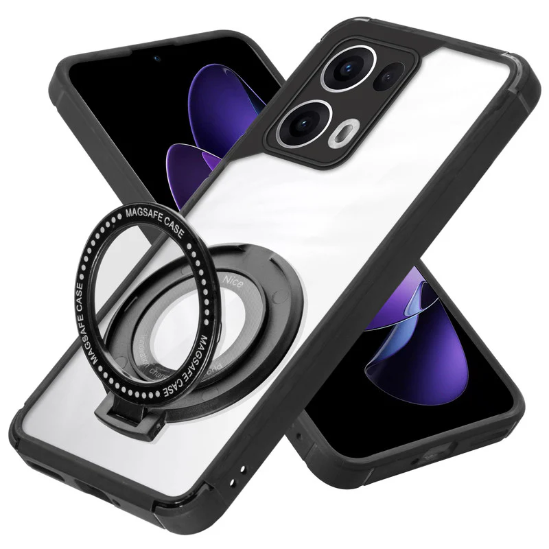Silicone Grip Clear Case Ring Holder Kickstand For Oppo Reno 13 Pro 5G
