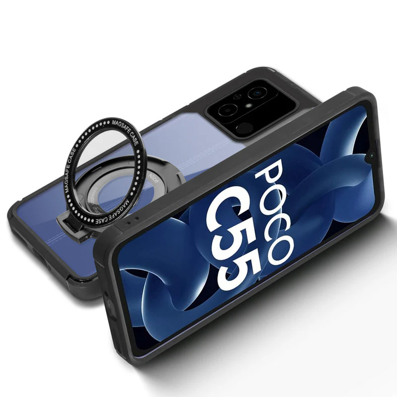 Silicone Grip Clear Case Ring Holder Kickstand For Poco C55 - Image 5