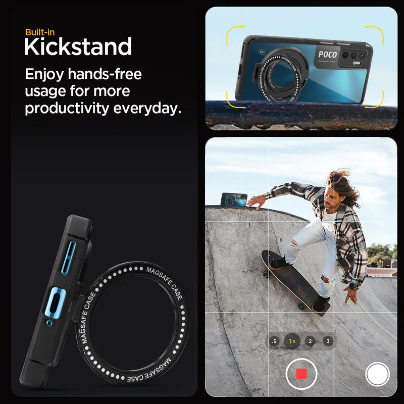 Silicone Frame Transparent Hard Back With Holder Kickstand Case For Poco M3 Pro 5G - Image 5