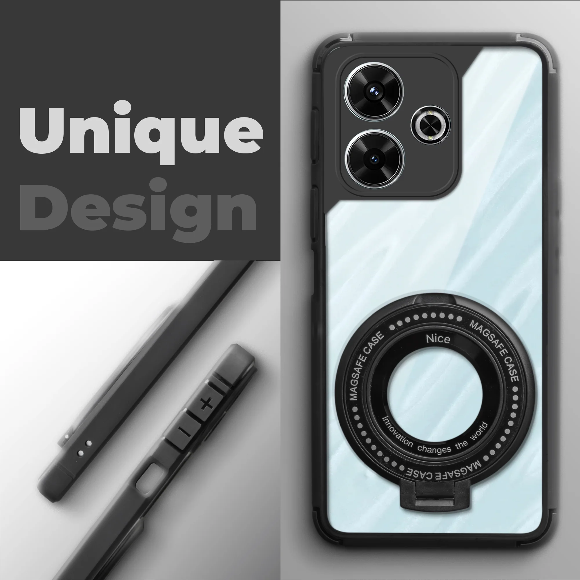 Silicone Grip Clear Case Ring Holder Kickstand For Poco M6 Plus 5G - Image 4