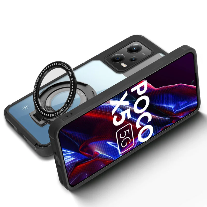 Silicone Grip Clear Case Ring Holder Kickstand For Poco X5 5G - Image 5