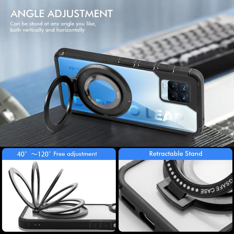 Silicone Grip Clear Case Ring Holder Kickstand For Realme 8 Pro - Image 3