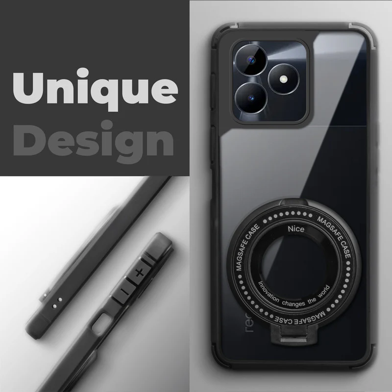 Silicone Grip Clear Case Ring Holder Kickstand For Realme C51 - Image 3