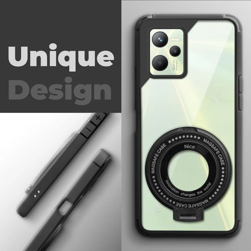 Silicone Grip Clear Case Ring Holder Kickstand For Realme Narzo 50A Prime - Image 4