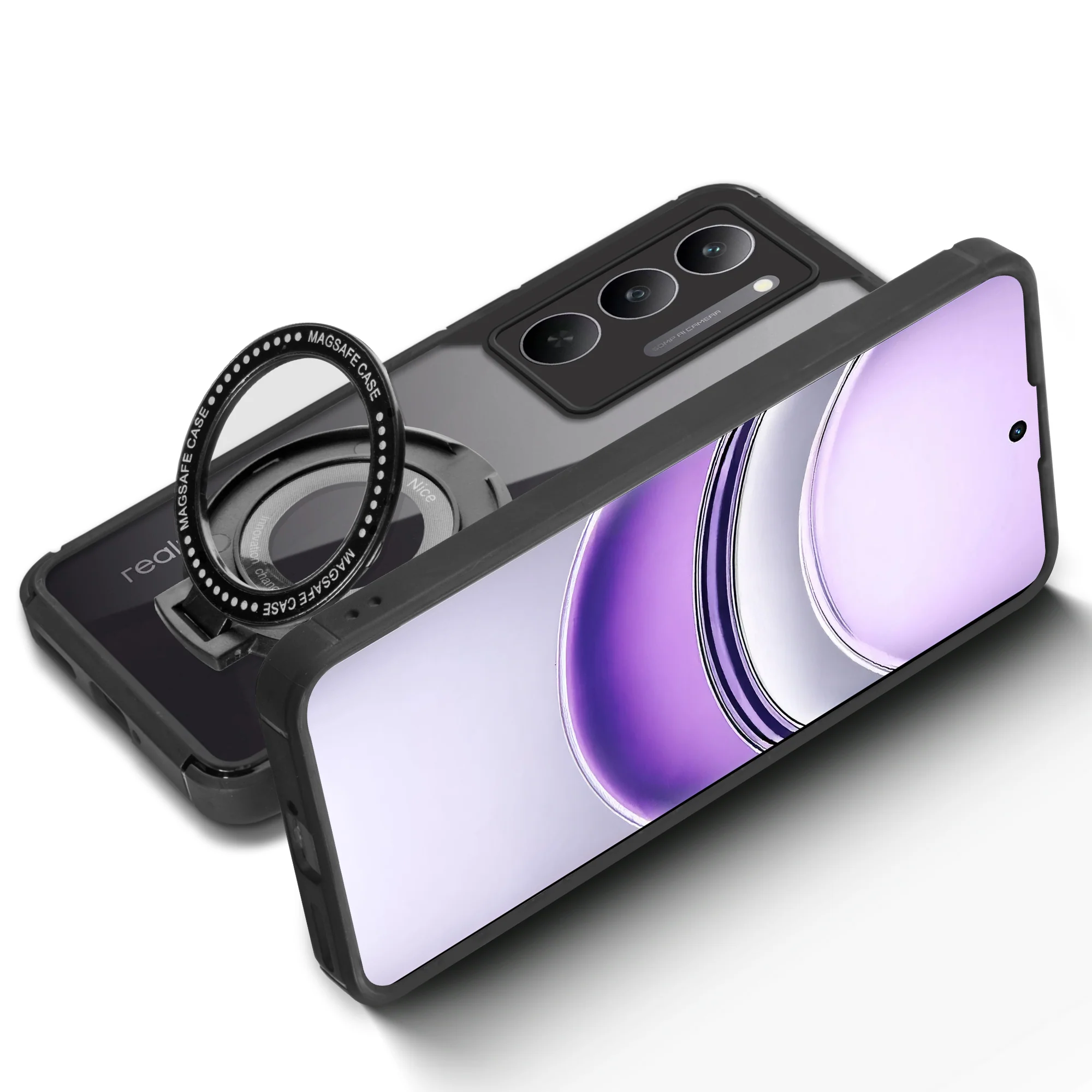 Silicone Grip Clear Case Ring Holder Kickstand For Realme Narzo 80x 5G - Image 6