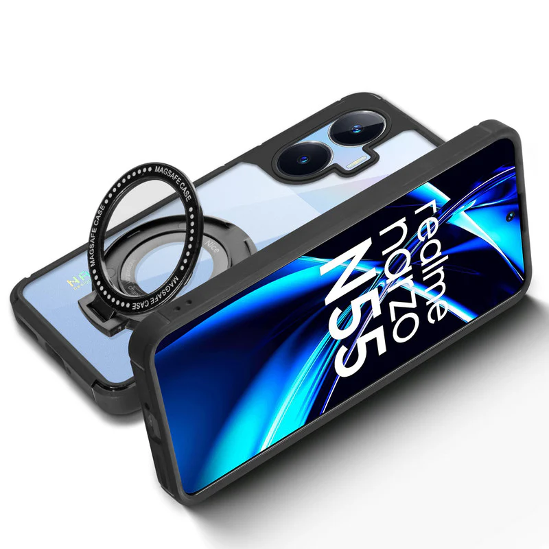 Silicone Grip Clear Case Ring Holder Kickstand For Realme Narzo N55 - Image 5
