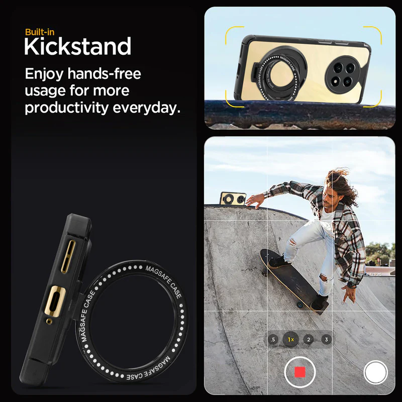 Silicone Frame Transparent Hard Back With Holder Kickstand Case For Realme Narzo N65 5G - Image 5