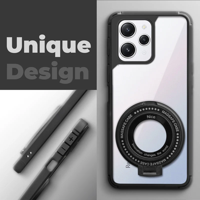 Silicone Grip Clear Case Ring Holder Kickstand For Redmi 12 4G - Image 4