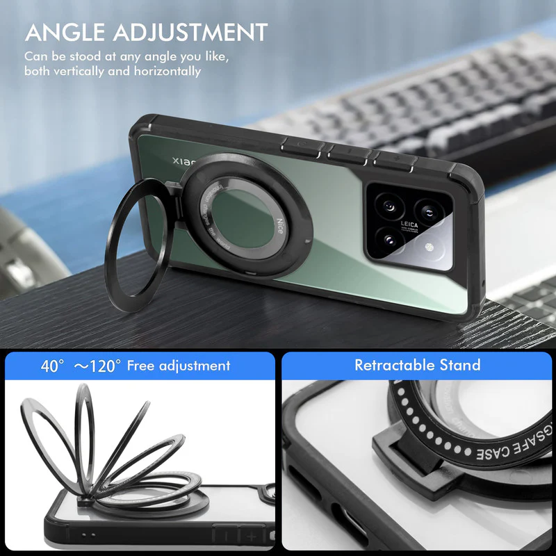 Silicone Grip Clear Case Ring Holder Kickstand For Xiaomi 14 5G - Image 2