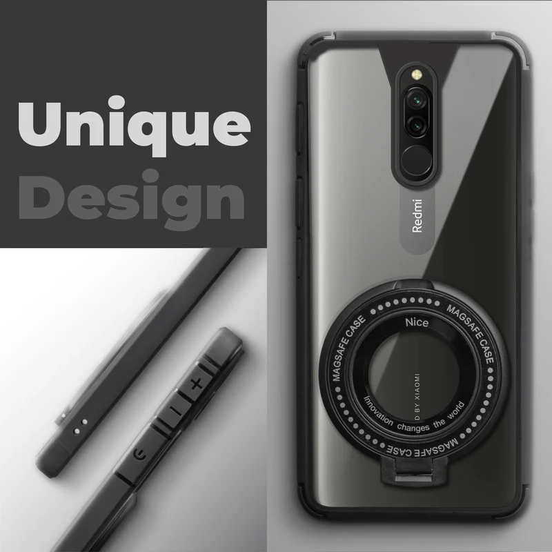 Silicone Grip Clear Case Ring Holder Kickstand For Redmi 8 - Image 4