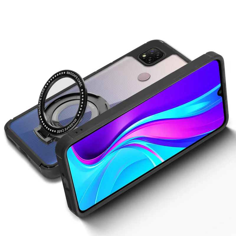 Silicone Grip Clear Case Ring Holder Kickstand For Redmi 9 - Image 5