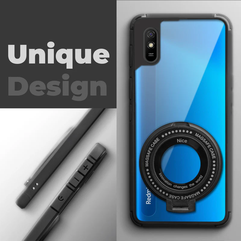 Silicone Grip Clear Case Ring Holder Kickstand For Redmi 9A - Image 3