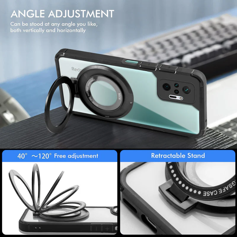 Silicone Grip Clear Case Ring Holder Kickstand For Redmi Note 10 Pro Max - Image 3