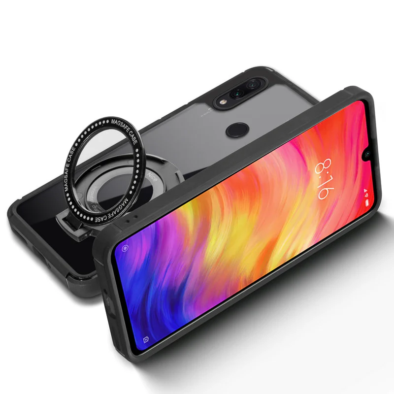 Silicone Grip Clear Case Ring Holder Kickstand For Redmi Note 7 - Image 6