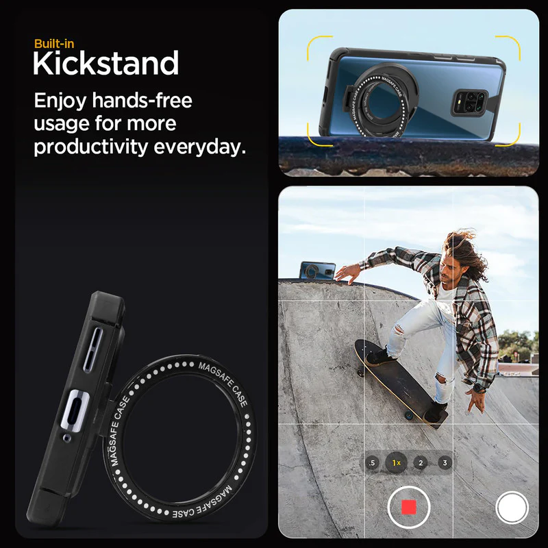 Silicone Grip Clear Case Ring Holder Kickstand For Redmi Note 9 Pro - Image 5