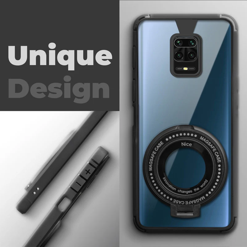 Silicone Grip Clear Case Ring Holder Kickstand For Redmi Note 9 Pro Max - Image 3