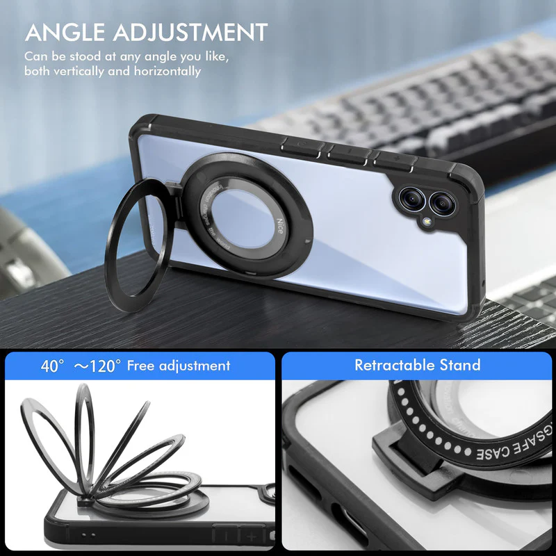 Silicone Grip Clear Case Ring Holder Kickstand For Samsung A04e - Image 3