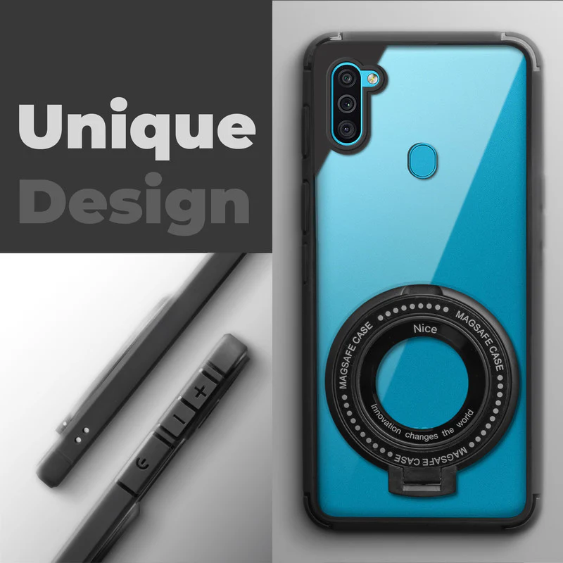 Silicone Grip Clear Case Ring Holder Kickstand For Samsung A11 - Image 3