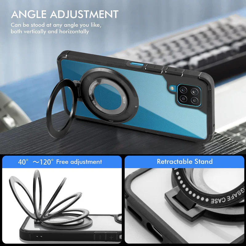 Silicone Grip Clear Case Ring Holder Kickstand For Samsung A12 - Image 2