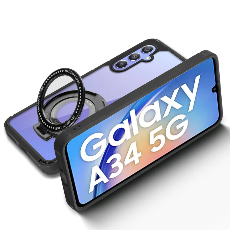 Silicone Grip Clear Case Ring Holder Kickstand For Samsung A34 5G - Image 6