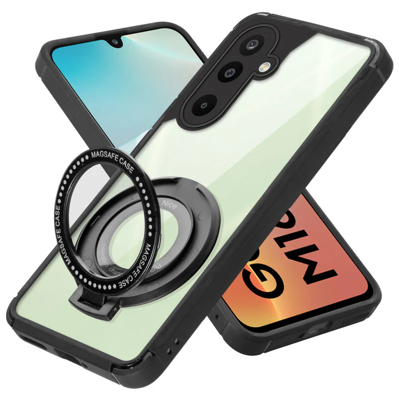 Silicone Grip Clear Case Ring Holder Kickstand For Samsung M16 5G