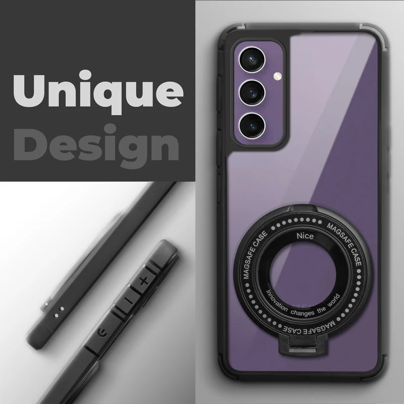 Silicone Grip Clear Case Ring Holder Kickstand For Samsung S23 FE 5G - Image 4