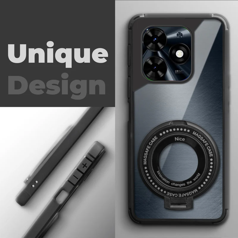 Silicone Grip Clear Case Ring Holder Kickstand For Techno Spark Go 2024 - Image 4