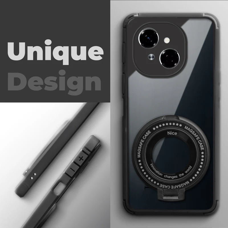 Silicone Grip Clear Case Ring Holder Kickstand For Tecno Spark GO 1 - Image 4