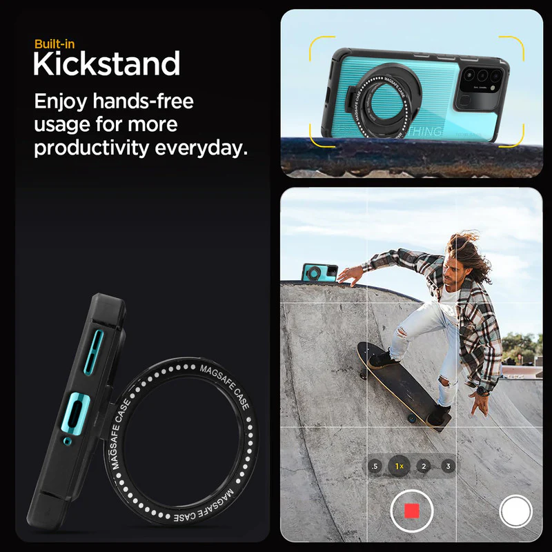 Silicone Frame Transparent Hard Back With Holder Kickstand Case For Tecno Spark Go 2022 - Image 4