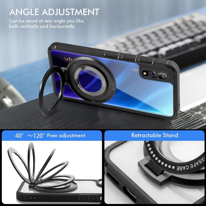 Silicone Grip Clear Case Ring Holder Kickstand For Vivo S1 - Image 3