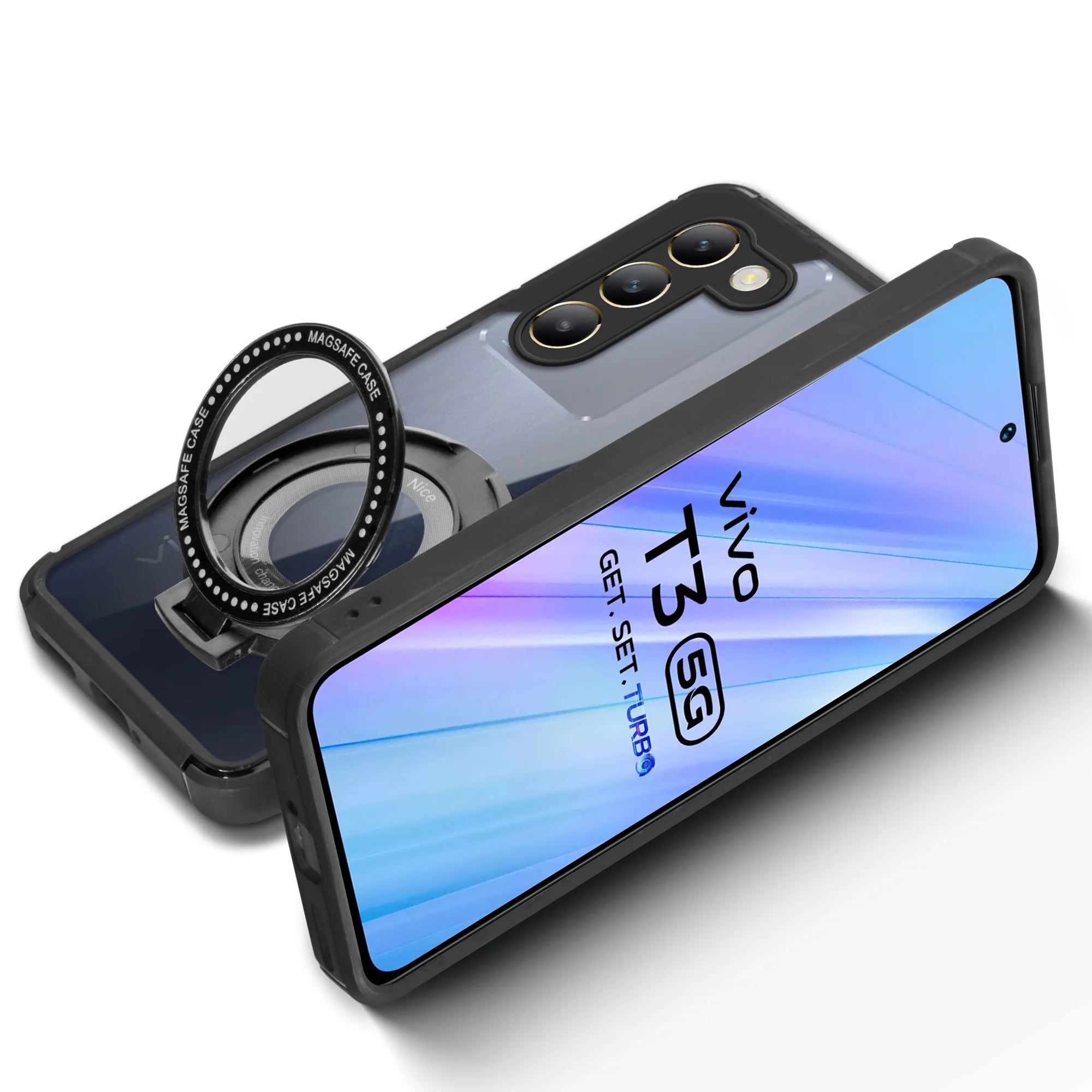 Silicone Grip Clear Case Ring Holder Kickstand For Vivo T3 5G - Image 6