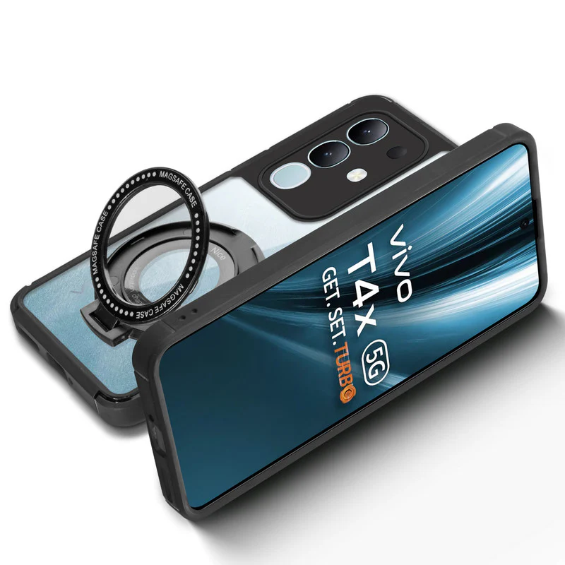 Silicone Grip Clear Case Ring Holder Kickstand For Vivo T4x 5G - Image 6