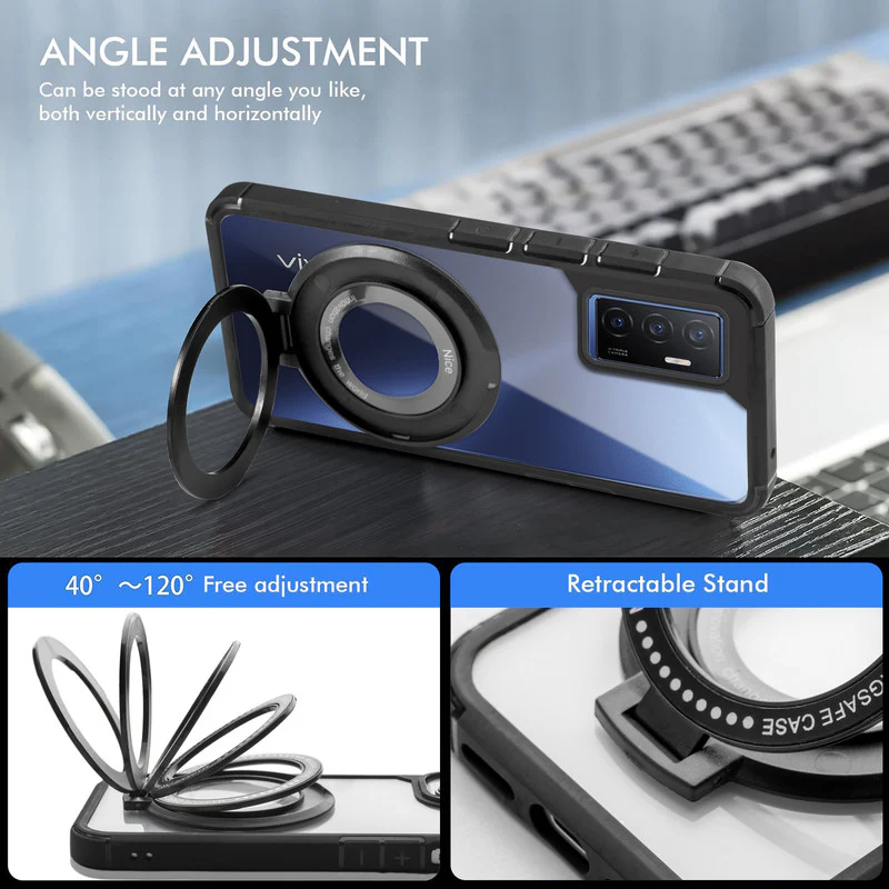 Silicone Grip Clear Case Ring Holder Kickstand For Vivo V23E 5G - Image 2