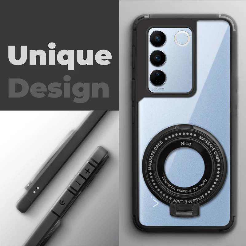 Silicone Grip Clear Case Ring Holder Kickstand For Vivo V27 5G - Image 4
