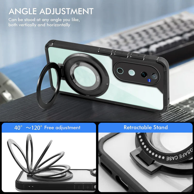 Silicone Grip Clear Case Ring Holder Kickstand For Vivo V40 5G - Image 3