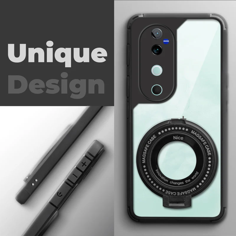 Silicone Grip Clear Case Ring Holder Kickstand For Vivo V40 5G - Image 4