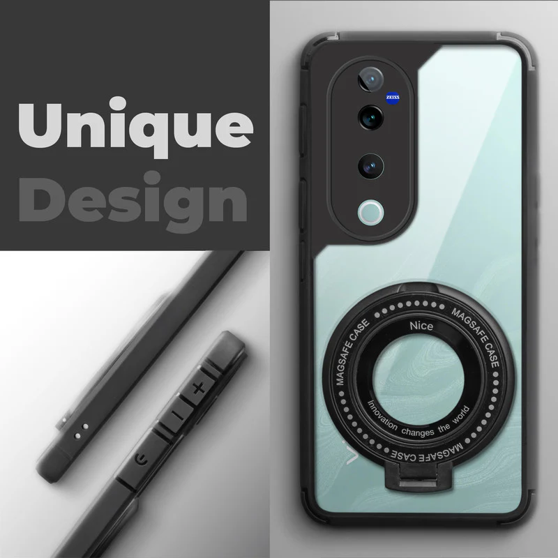 Silicone Grip Clear Case Ring Holder Kickstand For Vivo V40 Pro 5G - Image 4