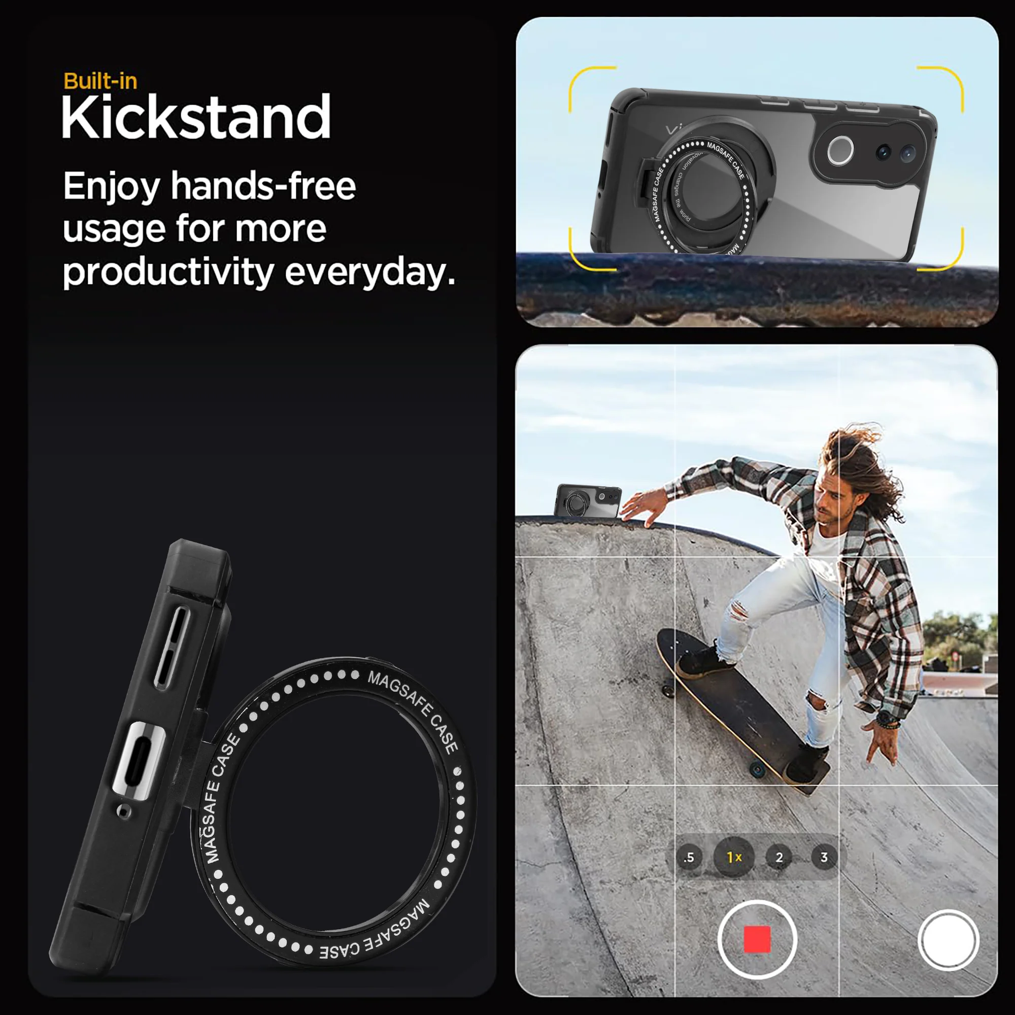 Silicone Grip Clear Case Ring Holder Kickstand For Vivo V50 5G - Image 5
