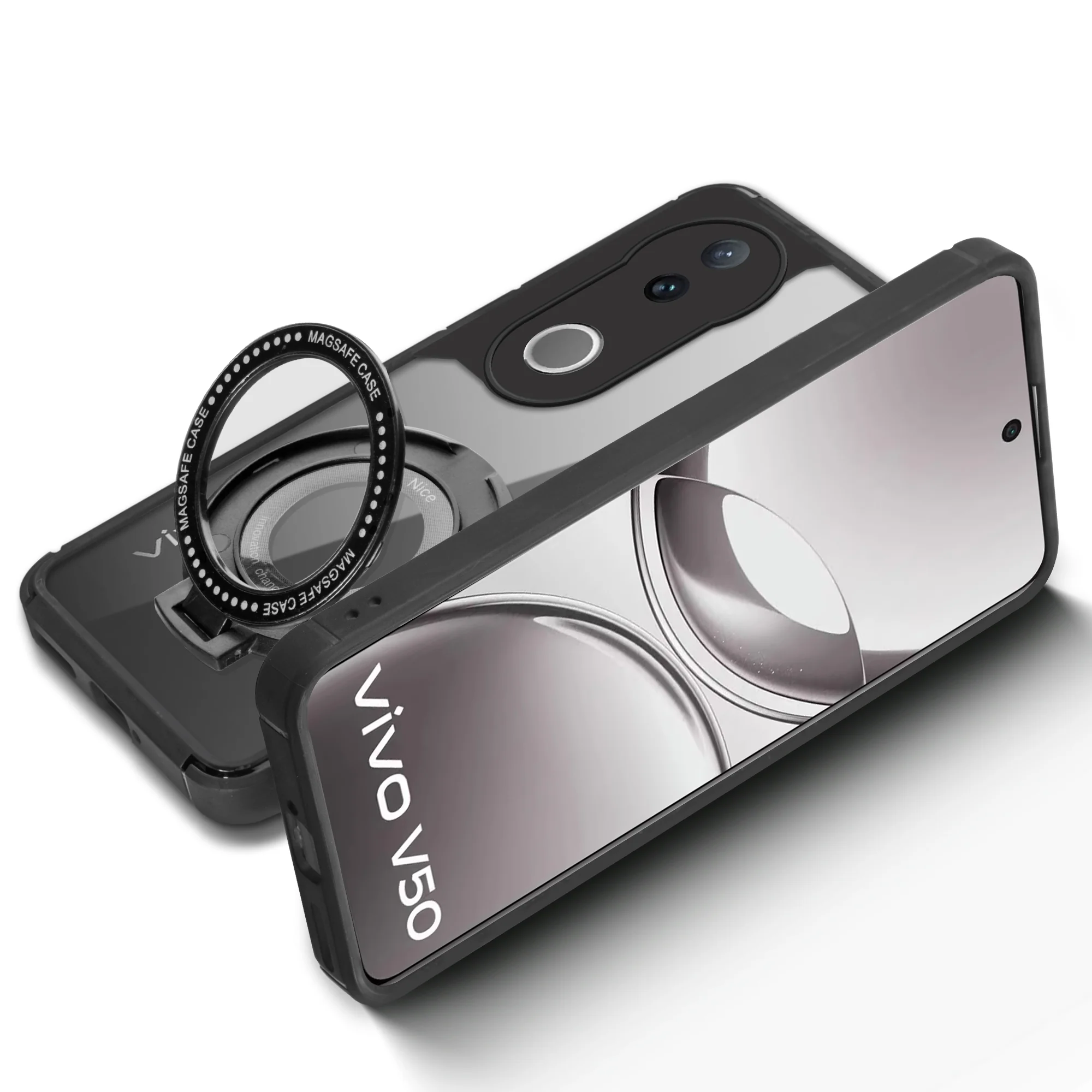 Silicone Grip Clear Case Ring Holder Kickstand For Vivo V50 5G - Image 6
