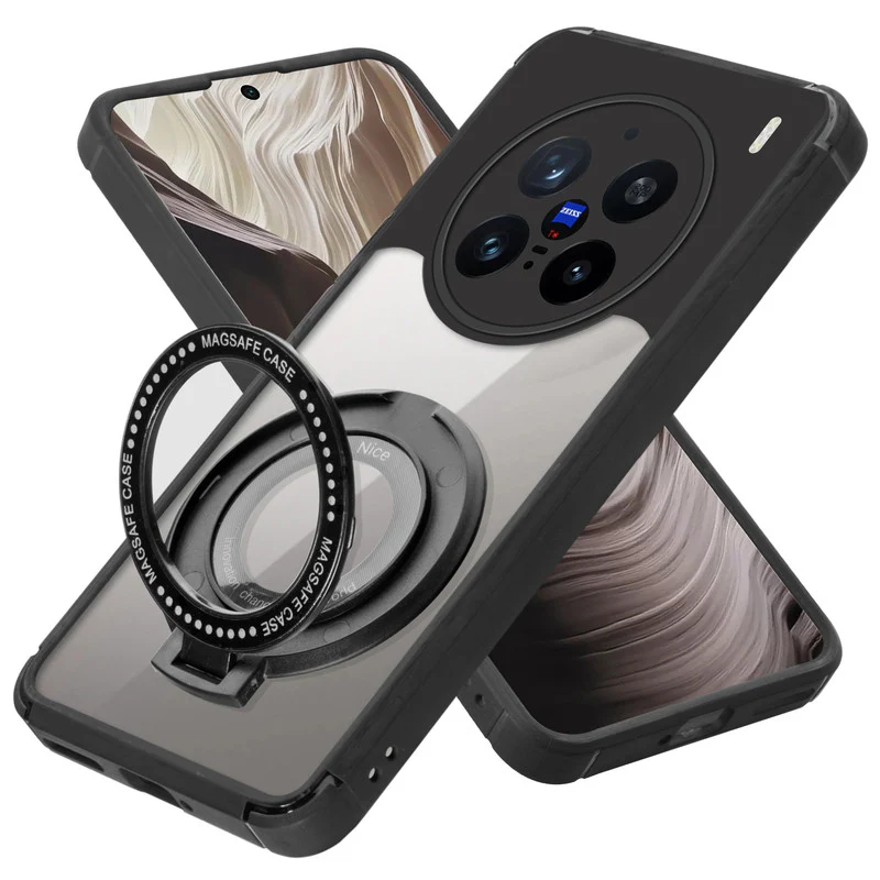 Silicone Grip Clear Case Ring Holder Kickstand For Vivo X200 Pro 5G