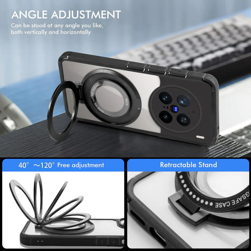 Silicone Grip Clear Case Ring Holder Kickstand For Vivo X200 Pro 5G - Image 3