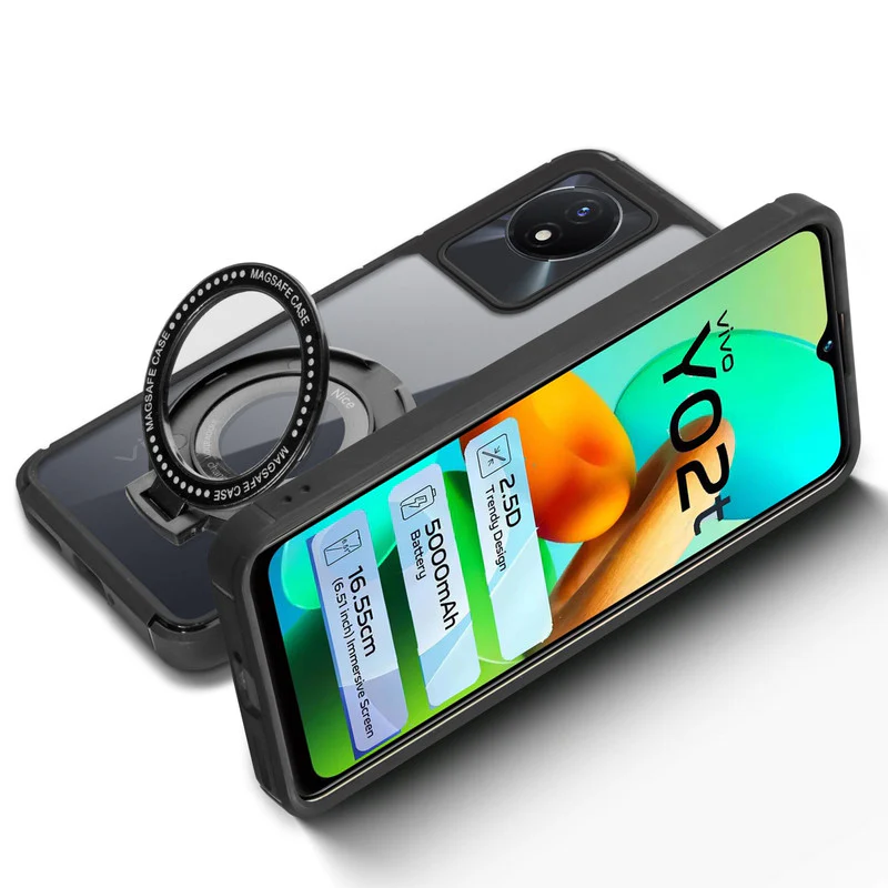 Silicone Grip Clear Case Ring Holder Kickstand For Vivo Y02T - Image 6