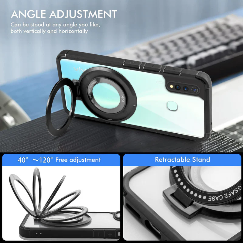 Silicone Grip Clear Case Ring Holder Kickstand For Vivo Y19 - Image 3