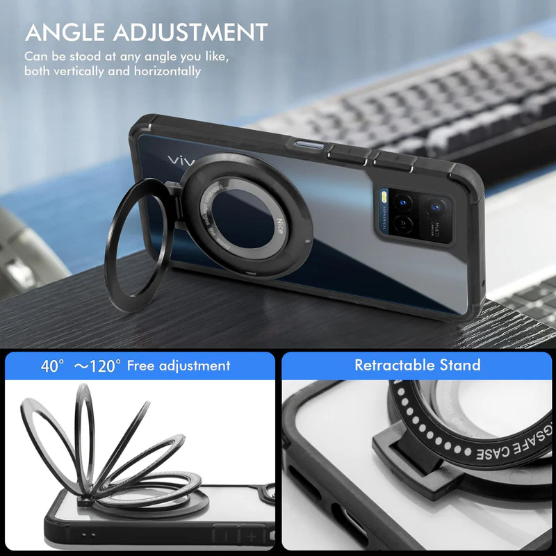 Silicone Grip Clear Case Ring Holder Kickstand For Vivo Y21T - Image 3